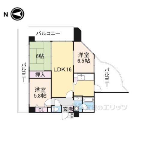 ラ・シェリ(3LDK/5階)の間取り写真