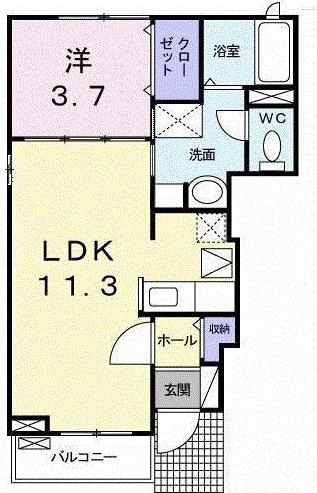クレア春日(1LDK/1階)の間取り写真