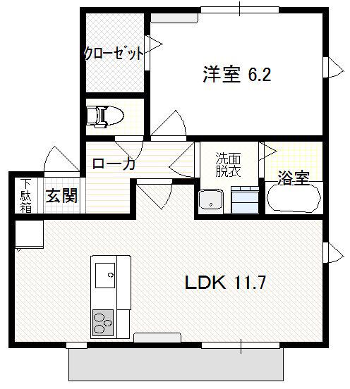 リーフヒルズ(1LDK/1階)の間取り写真