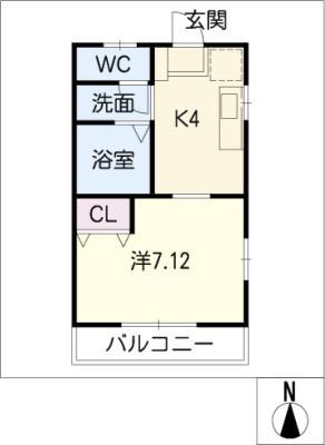 地下鉄東山線 本郷駅(愛知) 徒歩40分 2階建 築24年(1K/2階)の間取り写真