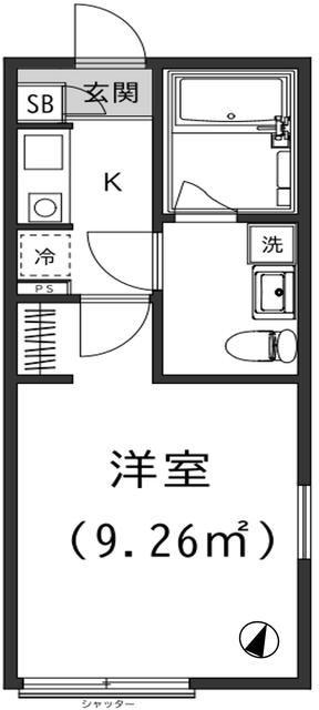 グランドール町屋(1K/1階)の間取り写真