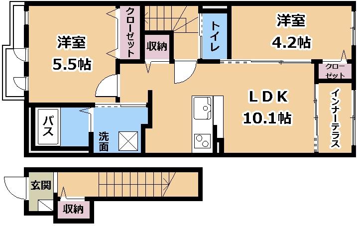 ファインハイム(2LDK/2階)の間取り写真