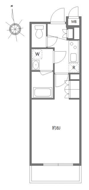 ベルシード板橋ノース(1K/2階)の間取り写真