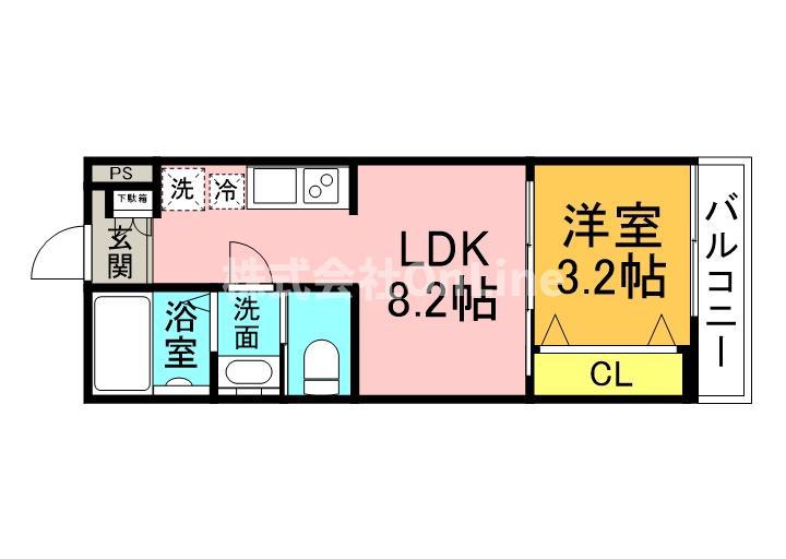 CASA南巽ウエスト(1LDK/2階)の間取り写真