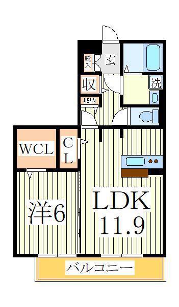 リヴェールA(1LDK/3階)の間取り写真