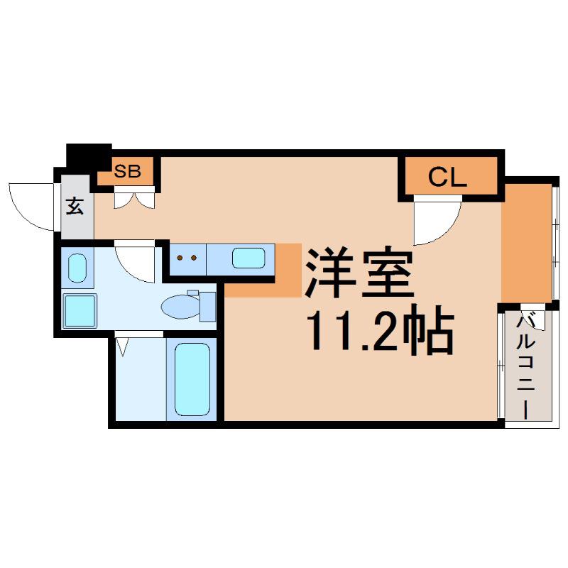 シャンブル杭瀬(ワンルーム/8階)の間取り写真