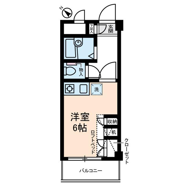 シーサイドカモシタ(ワンルーム/2階)の間取り写真