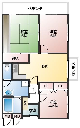 リメインズKハイツ(3DK/3階)の間取り写真