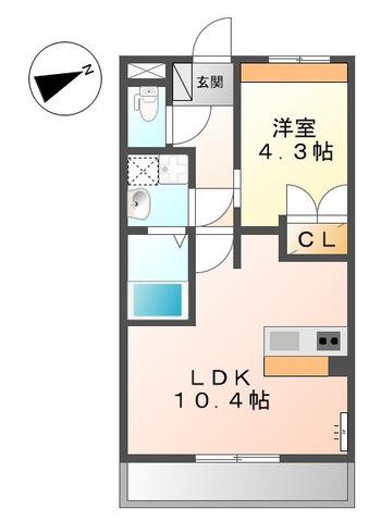 フォレストS(1LDK/3階)の間取り写真