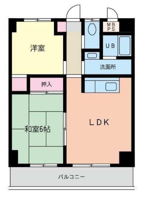 スクエアKⅢ(2LDK/4階)の間取り写真