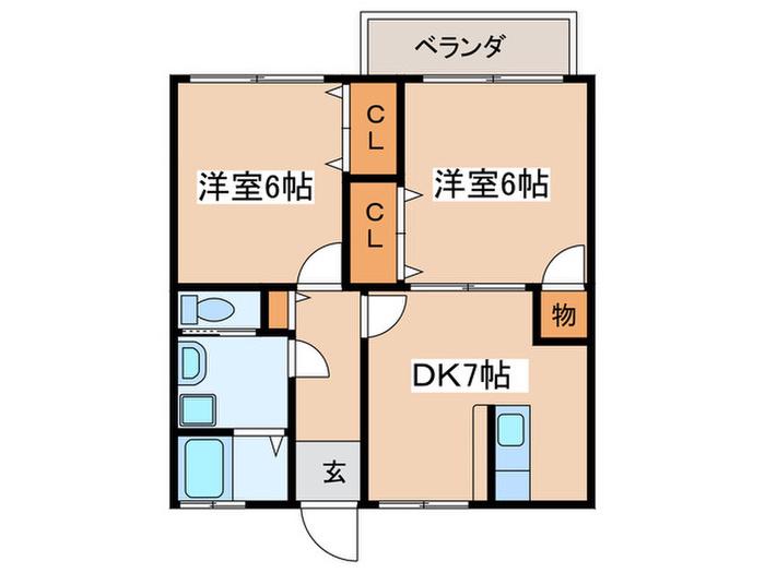 ヴィラ大東京I(2DK/1階)の間取り写真