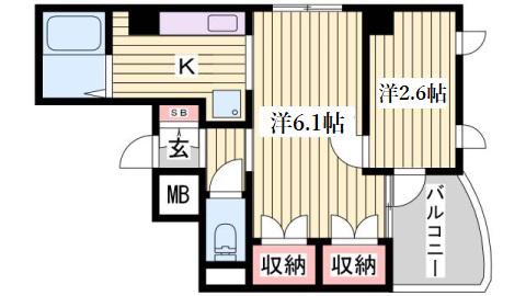 プリオーレ神戸II(2K/4階)の間取り写真