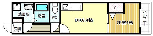 ALEGRIA CASA 松原(1DK/1階)の間取り写真