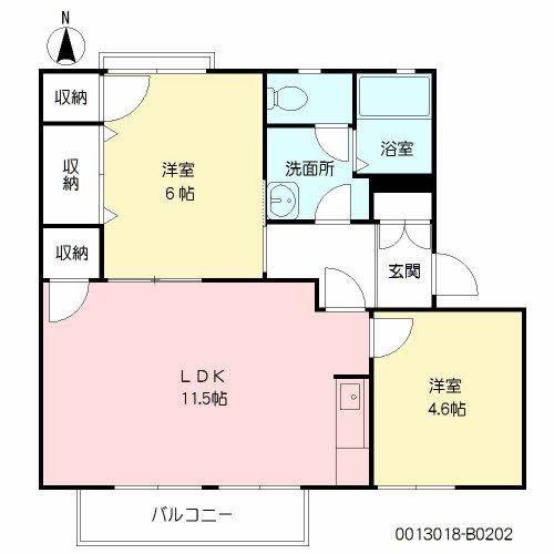 フレグランスひろせ B棟(2LDK/2階)の間取り写真