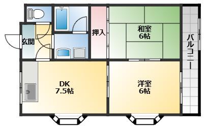 松尾マンション(2DK/4階)の間取り写真