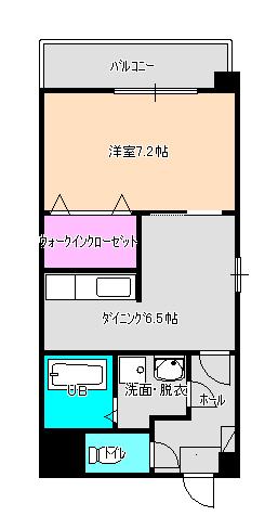 フローラ築上(1DK/2階)の間取り写真