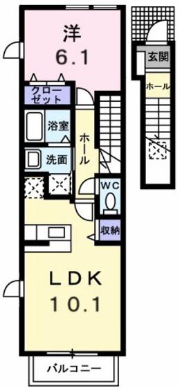 ベル フィオーレII(1LDK/2階)の間取り写真