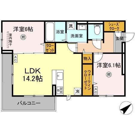 プラーナ(2LDK/2階)の間取り写真
