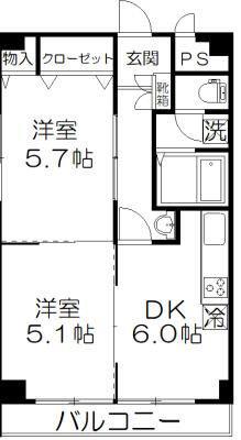 仲手高島平2LDK諸費用20万YENゼロゼロFR1(2LDK/4階)の間取り写真