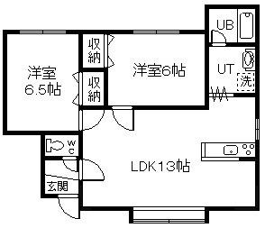 ＪＲ宗谷本線 新旭川駅 徒歩13分 2階建 築34年(2LDK/2階)の間取り写真