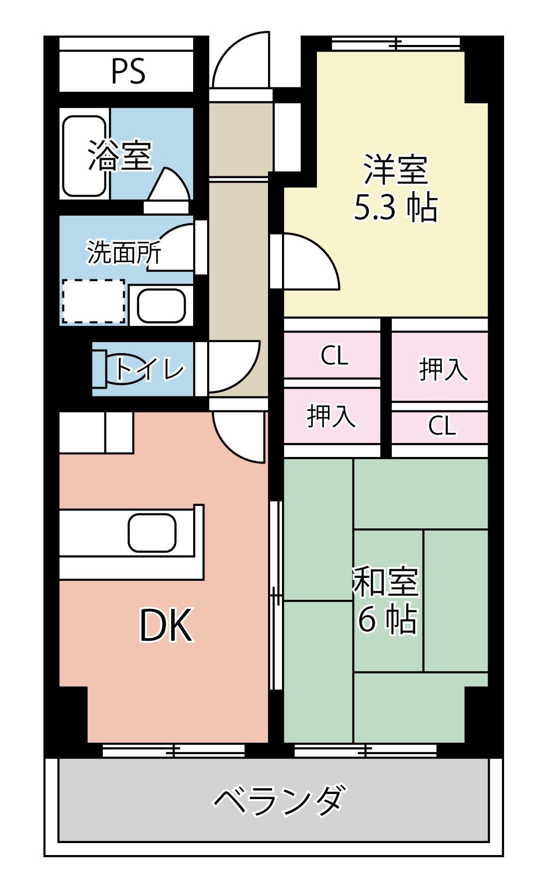 シャンテメゾン安田(2DK/5階)の間取り写真