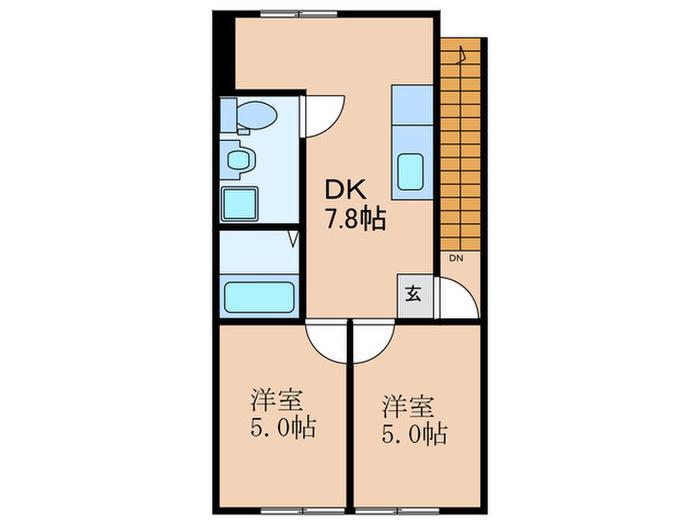 西野大鳥井ハイツ(2DK/2階)の間取り写真
