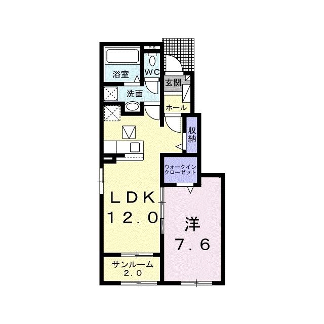 グラウンドハイム(1LDK/1階)の間取り写真