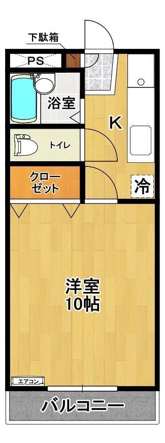 エクセル西ノ内II(1K/1階)の間取り写真