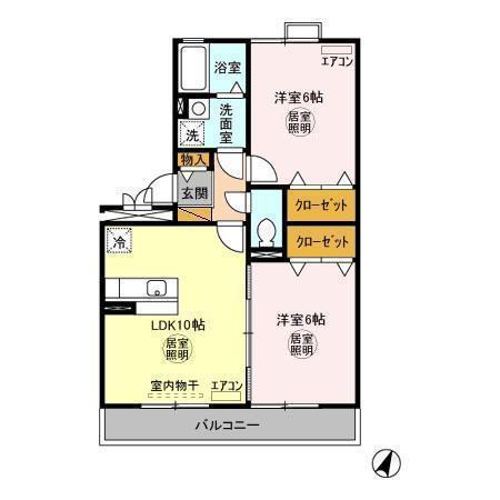 ガーデンコートB(2LDK/3階)の間取り写真