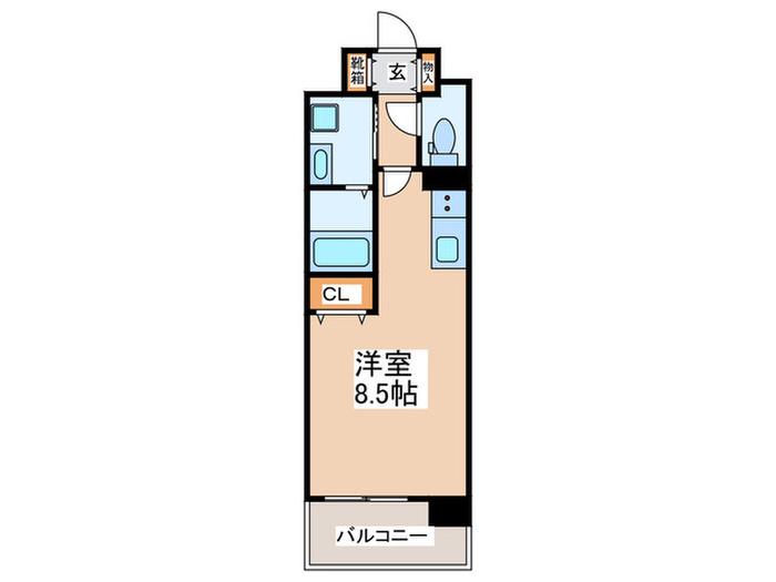 レブリアント鳥栖(ワンルーム/2階)の間取り写真