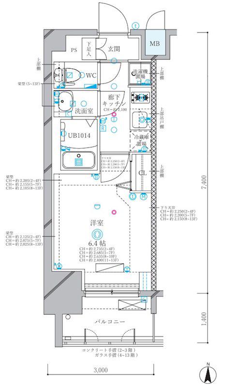 ディアレイシャス名古屋浄心II(1K/5階)の間取り写真