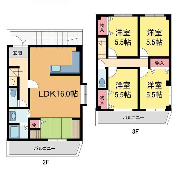 リオステージ大吹(4LDK/2階)の間取り写真