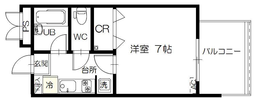 フラットリア仙台駅東(1K/9階)の間取り写真