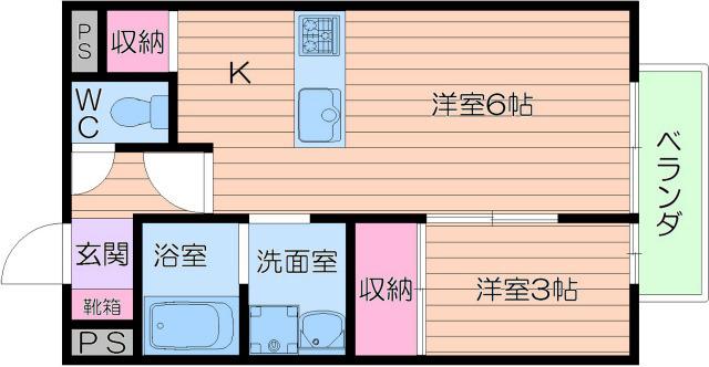 エーデ田辺(1LDK/1階)の間取り写真