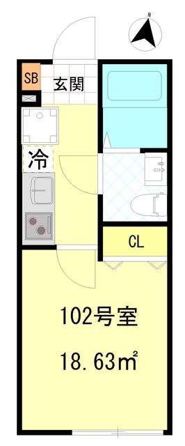 CFジオーレ本蓮沼(1K/1階)の間取り写真