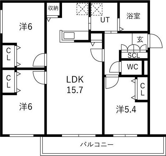 ZABO HILLS MIKAHO(3LDK/2階)の間取り写真