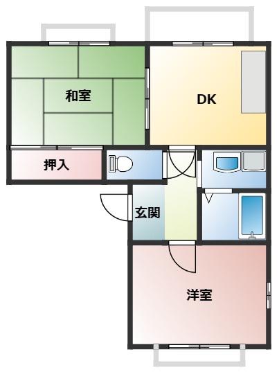 アビタシオン京口(2DK/1階)の間取り写真