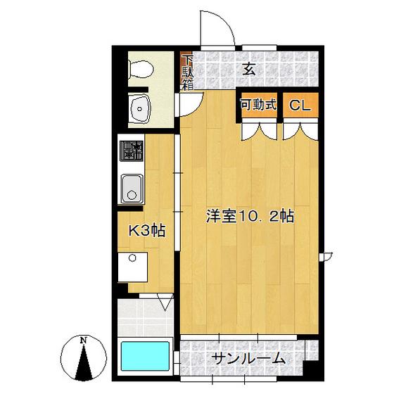 アストロメリア(1K/2階)の間取り写真