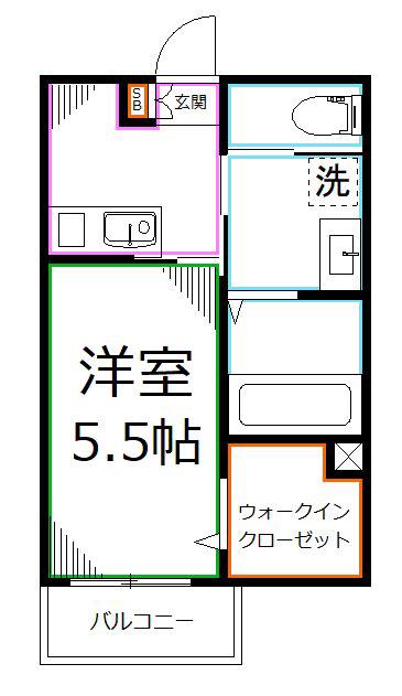 MELDIA 東小金井(1K/2階)の間取り写真