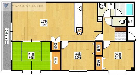ボナール月見(3LDK/2階)の間取り写真