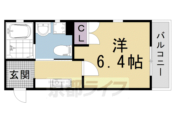 ドーリアNEXT西院(1K/2階)の間取り写真