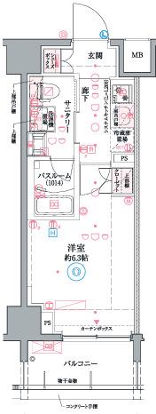 クレヴィスタ阪東橋III(1K/9階)の間取り写真