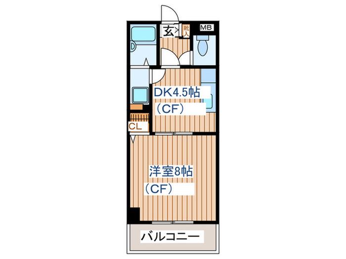 サンビレッジ(1DK/4階)の間取り写真