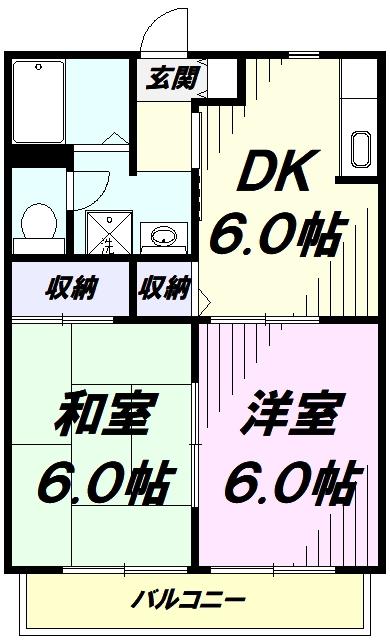 ネクサスKURIHARA(2DK/1階)の間取り写真
