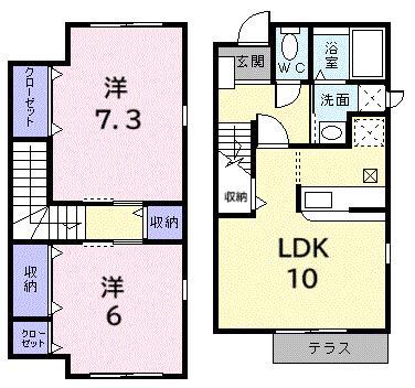 サンフラワー岩波(2LDK/1階)の間取り写真