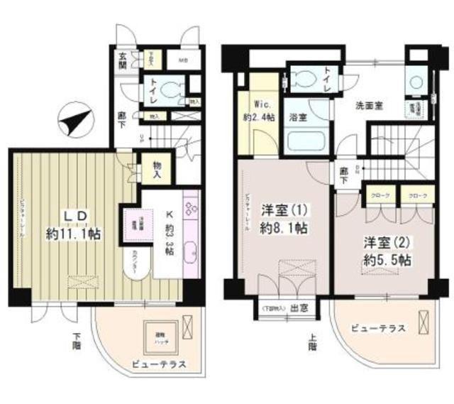 ラピュタ(2LDK/12階)の間取り写真