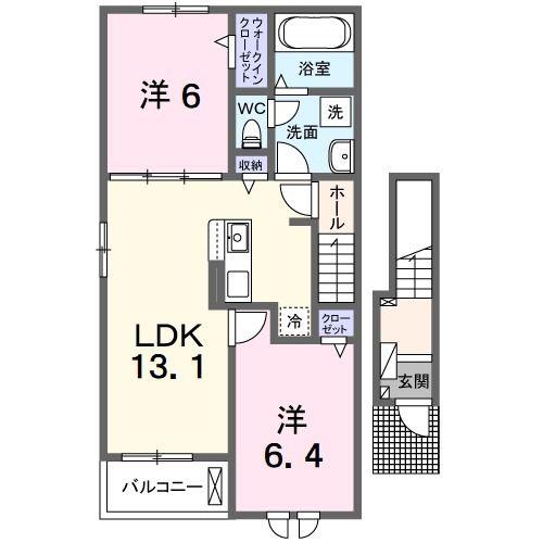 アイヴァーチュー III(2LDK/2階)の間取り写真