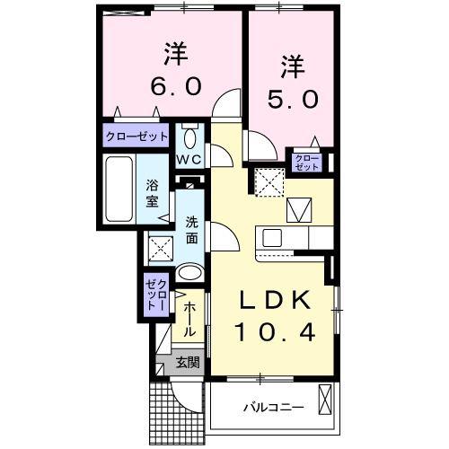 エクセルA(2LDK/1階)の間取り写真