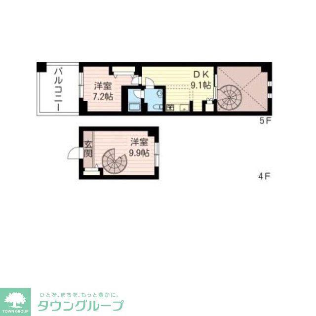 レジデンスシャルマン月島(2DK/4階)の間取り写真