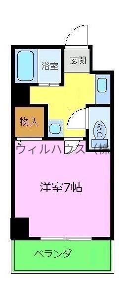 メゾンサイプレスⅡ(1K/2階)の間取り写真